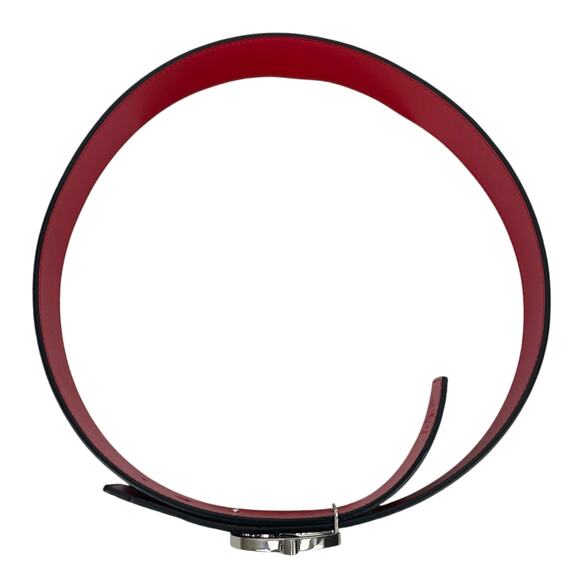 Christian Louboutin CL Logo Crocodile Reversible Leather Belt Blue Size 85/34 - Picture 4 of 14